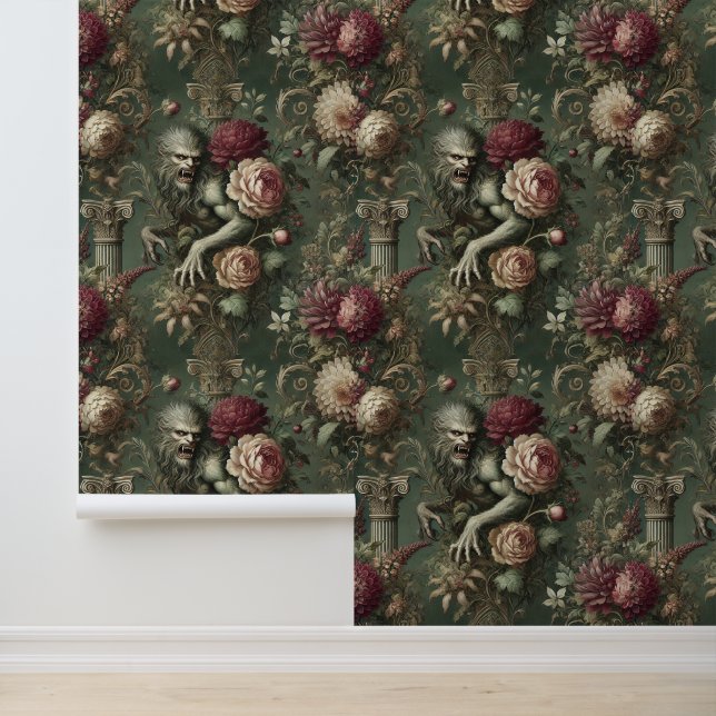 Lycanthropic Verdant – Gothic Floral Design Behang (Applicatie)