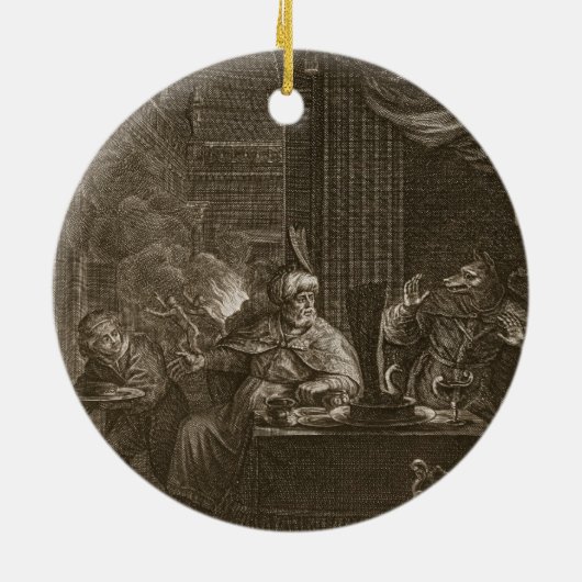 Lycaon Metamorphosed in a Wolf, 1731 (graving) Keramisch Ornament (Achterkant)