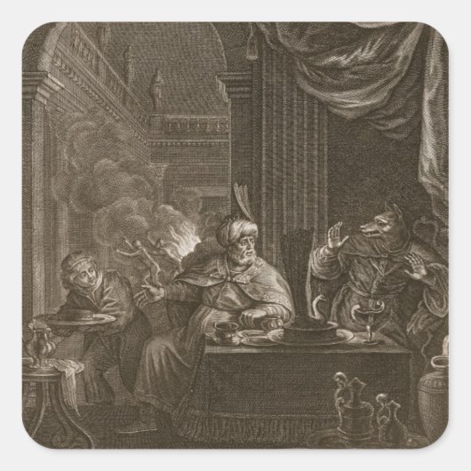 Lycaon Metamorphosed in a Wolf, 1731 (graving) Vierkante Sticker (Voorkant)