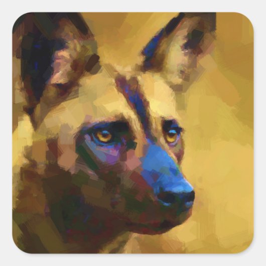 Lycaon Pictus Vierkante Sticker (Voorkant)