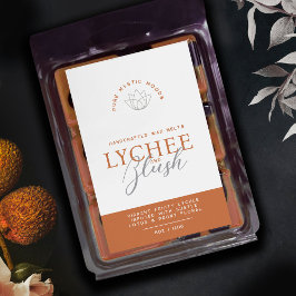 Lychee Blush gebrande oranje wax smelt product lab Wijn Etiket