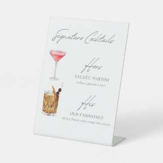 Lychee Martini & Old Fashion Cocktail Sign Reclamebord Met Voetstuk