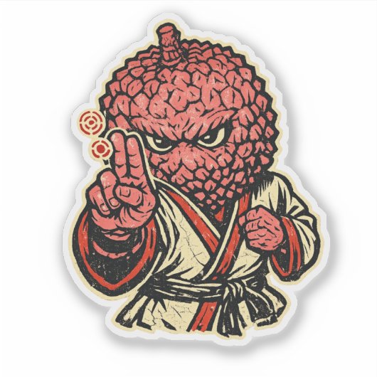 Lychee Pressure Point Master — Vintage Retro Fight Sticker (Voorkant)
