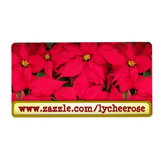 Lycheerose poinsettia etiket (Voorkant)