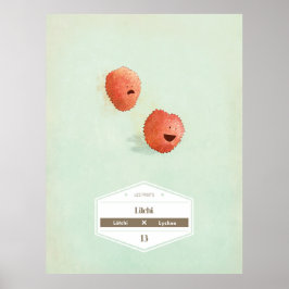 Lychees fruitportret poster