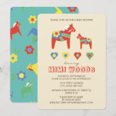 Lycka Till Baby shower Invitation Kaart (Voorkant / Achterkant)