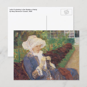 Lydia aan het haken in de tuin bij Marly, Mary Cas Briefkaart