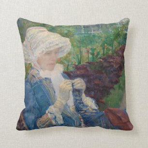 Lydia Crocheting in de tuin bij Marly Kussen