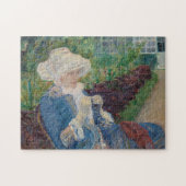 Lydia Crocheting in de tuin bij Marly Legpuzzel (Horizontaal)