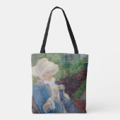 Lydia Crocheting in de tuin bij Marly Tote Bag (Achterkant)