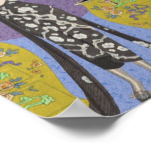 Lydia en Bengaals in geel en blauw Poster (Hoek)