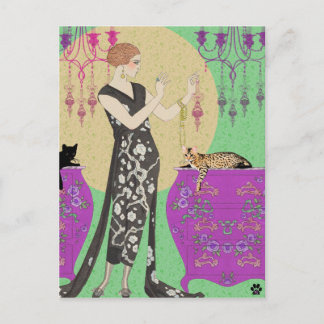 Lydia en Bengalen in Fuchsia en Green Briefkaart