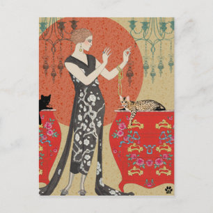 Lydia en Bengalen in rood en goud Briefkaart