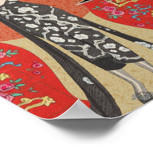 Lydia en Bengalen in rood en goud Poster (Hoek)