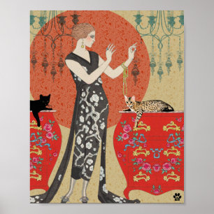 Lydia en Bengalen in rood en goud Poster
