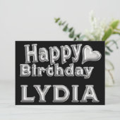 Lydia Happy Birthday Karte Grußkarte mit Herz Kaart (Staand voorkant)