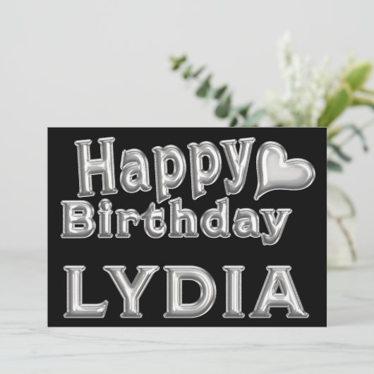 Lydia Happy Birthday Karte Grußkarte mit Herz Kaart (Staand voorkant)