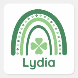 Lydia Naam Clover Boho Rainbow Vierkante Sticker