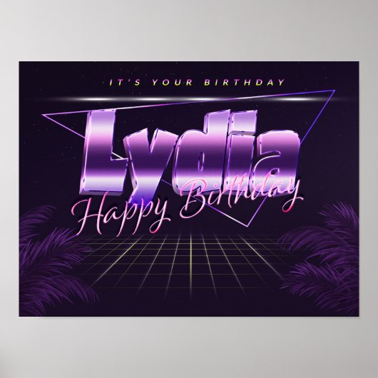 Lydia Naam Vorname retro Poster Geburtstag (Voorkant)