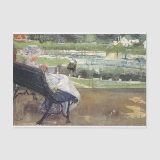 Lydia Sitting on a Porch Crocheting, Mary Cassatt Tissuepapier (Voorkant)