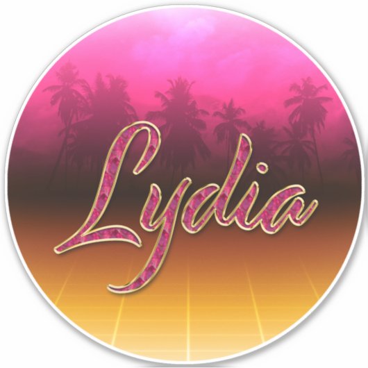 Lydia Vorname Name golden pink Aufkleber Sticker (Voorkant)
