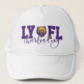 LYFL 10 | LYFL Paarse Script Cheer Logo Trucker Pet (Voorkant)