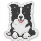 Lying Border Collie Sticker (Voorkant)