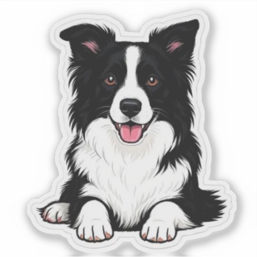 Lying Border Collie Sticker (Voorkant)