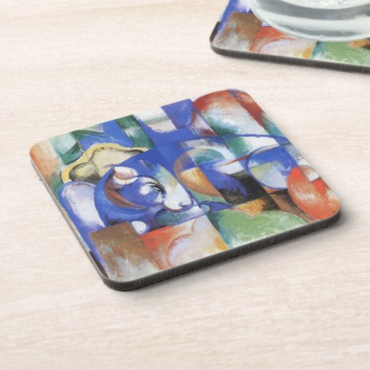 Lying Bull van Franz Marc,  Cubistische kunst Drankjes Onderzetter (Linkerzijde)