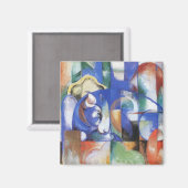 Lying Bull van Franz Marc,  Cubistische kunst Magneet (Voorkant / Achterkant)