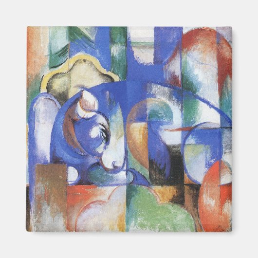 Lying Bull van Franz Marc,  Cubistische kunst Magneet (Voorkant)