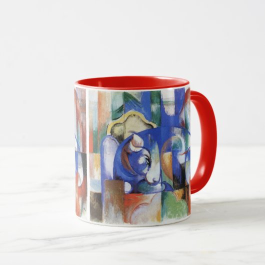 Lying Bull van Franz Marc,  Cubistische kunst Mok (Voorkant rechts)