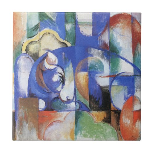 Lying Bull van Franz Marc,  Cubistische kunst Tegeltje (Voorkant)