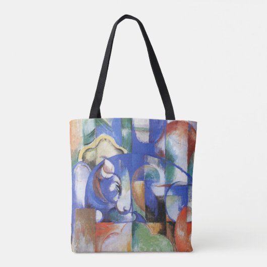 Lying Bull van Franz Marc,  Cubistische kunst Tote Bag (Achterkant)