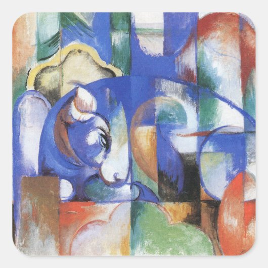 Lying Bull van Franz Marc,  Cubistische kunst Vierkante Sticker (Voorkant)