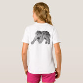 Lying Curly Dog T-Shirt – Black & White Pet Art (Achterkant volledig)