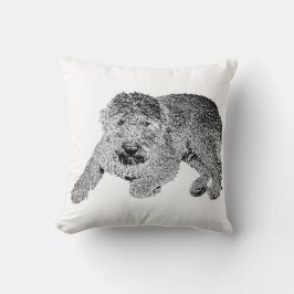 Lying Dog Throw Pillow – Black & White Curl Detail Kussen