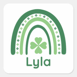 Lyla Name Clover Boho Rainbow Vierkante Sticker