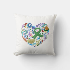 Lyme Awareness, Green Ribbon, Limoen Pillow Kussen