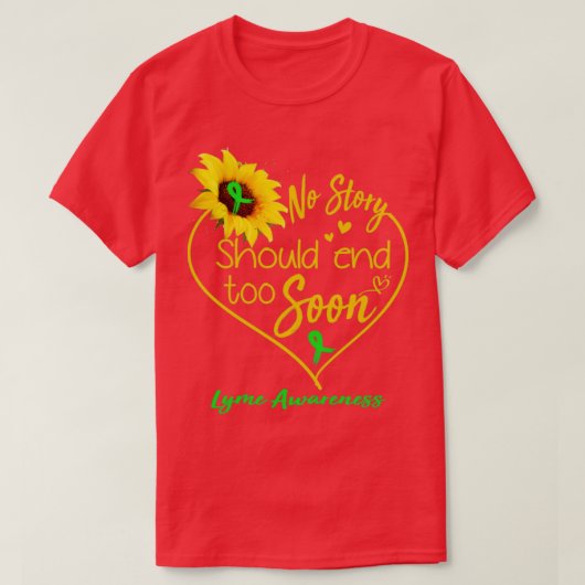 Lyme Bewustheid Geen verhaal zou te snel moeten ei T-shirt (Design voorkant)