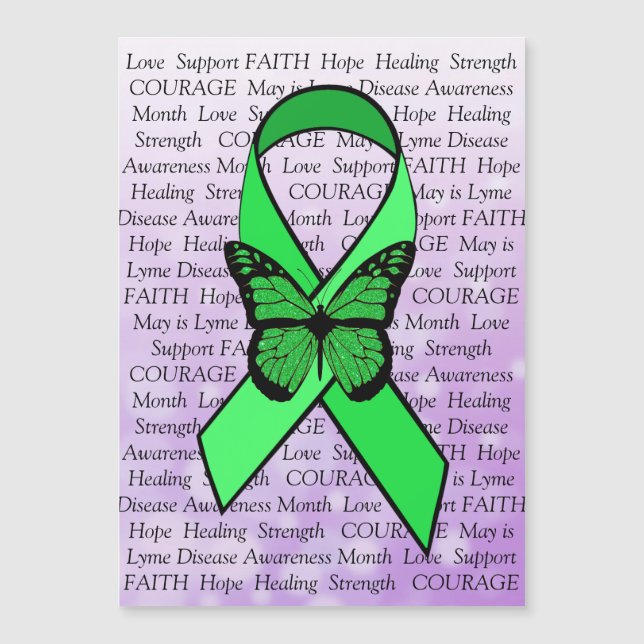 Lyme Disease Awareness Butterfly Ribbon Magnet (Voorkant)