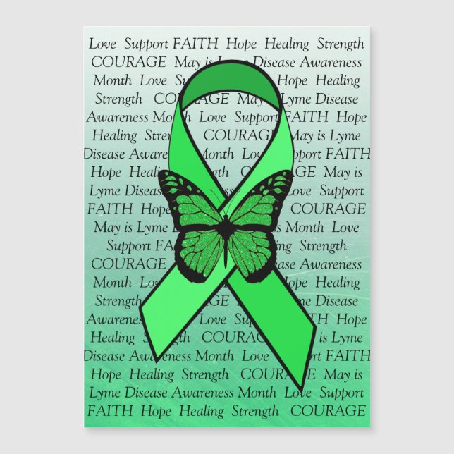 Lyme Disease Awareness Butterfly Ribbon Magnet (Voorkant)