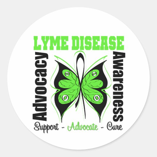 Lyme Disease Awareness Butterfly Ronde Sticker (Voorkant)