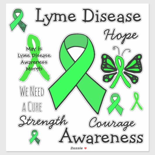 Lyme Disease Awareness linten Vlinders Sticker (Vel)