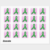 Lyme Disease Awareness Ribbon Faux Pink Glitter Vierkante Sticker (Vel)