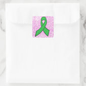 Lyme Disease Awareness Ribbon Faux Pink Glitter Vierkante Sticker (Tas)