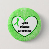Lyme Disease Awareness Ribbon Heart Button (Voorkant)