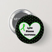 Lyme Disease Awareness Ribbon Heart Button (Voorkant /achterkant)