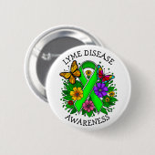 Lyme Disease Awareness Ribbon Ronde Button 5,7 Cm (Voorkant /achterkant)