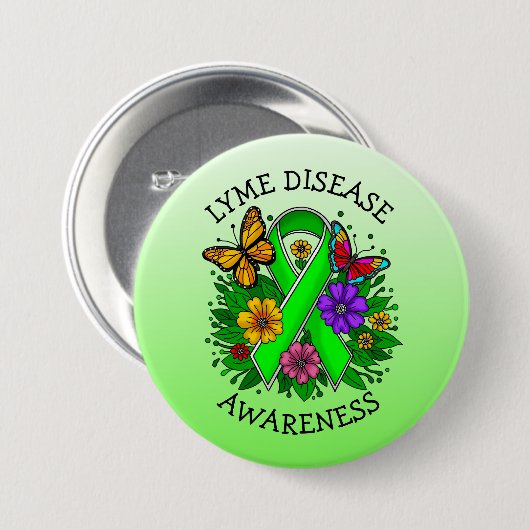 Lyme Disease Awareness Ribbon Ronde Button 7,6 Cm (Voorkant /achterkant)